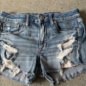 American Eagle Outfitters Distressed Light Blue Denim Cutoff Shorts